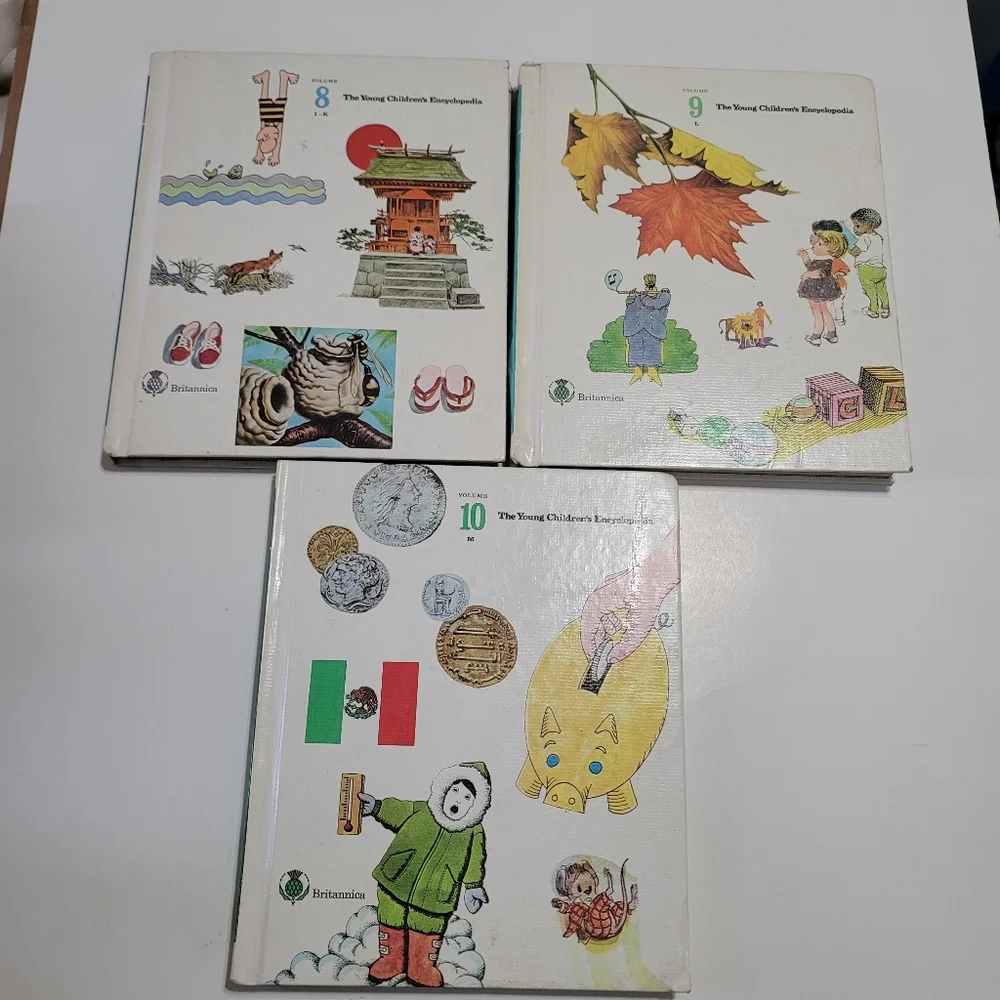 Lot 3 The Young Childrens Encyclopedia Books Vtg 1970 Volumes 8-10 by Britannica